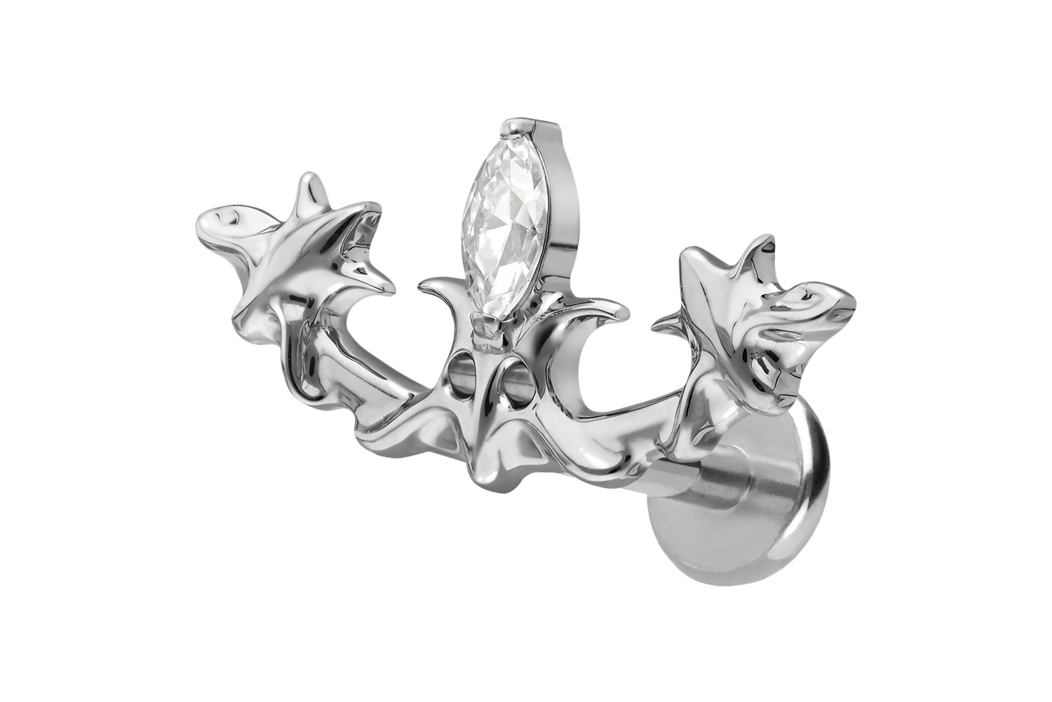 Titan Labret Piercing mit Push Fit GOTISCHES DESIGN